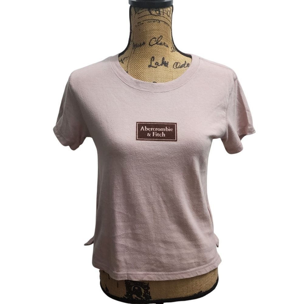 Abercrombie‎ & Fitch Classic Logo T-Shirt Pink Cotton Basic Casual Tee XS